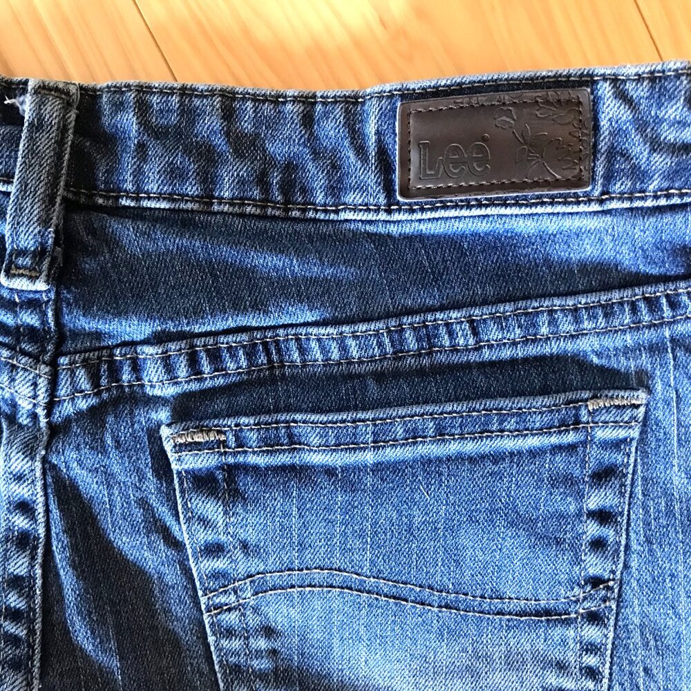 Upcycled Flannel Patchwork Jeans, Distressed Denim & Plaid Patches, Size 10P - Picture 4 of 12